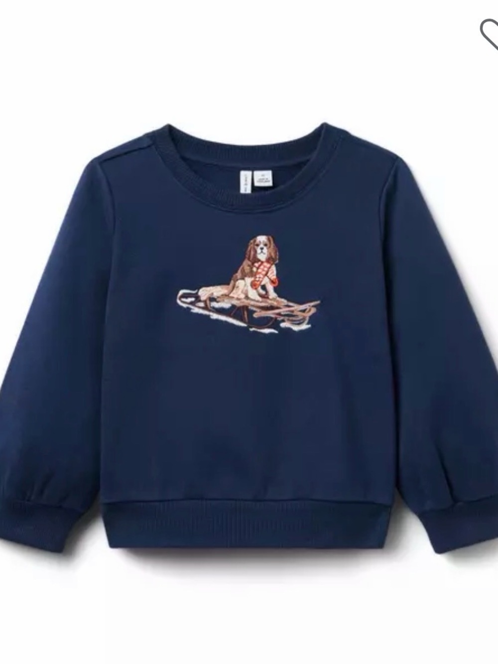 Janie and Jack x gray malin Navy Sweatshirt with Sled Dog Embroidery unisex
